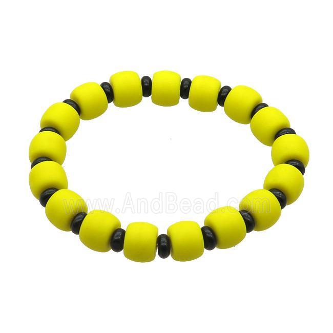 Yellow Jadeite Glass Bracelet Stretchy Rondelle