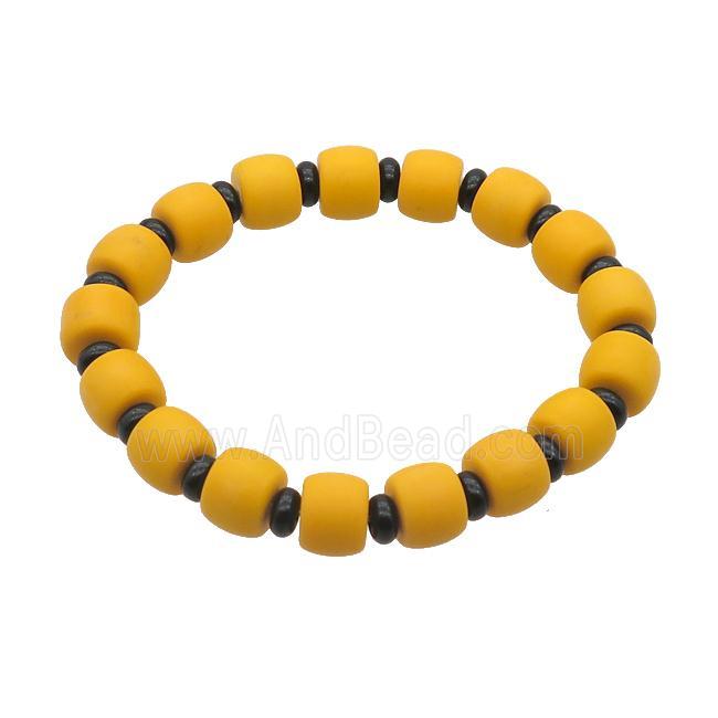 Orange Jadeite Glass Bracelet Stretchy Rondelle