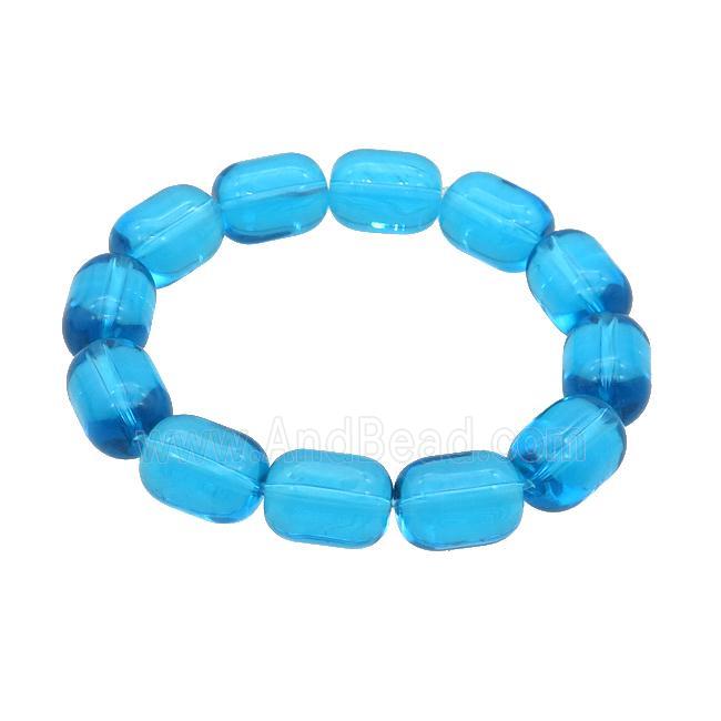 Blue Crystal Glass Bracelet Stretchy Barrel