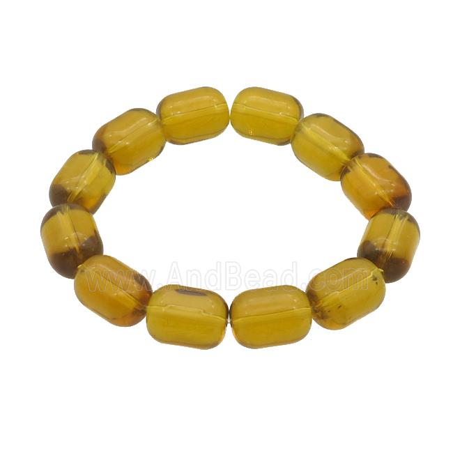 Yellow Crystal Glass Bracelet Stretchy Barrel