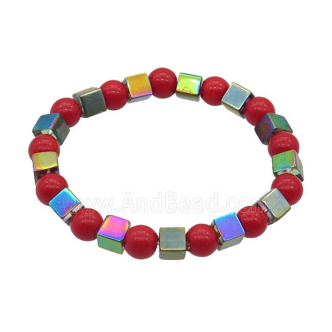 Crystal Glass Bracelet Stretchy Multicolor