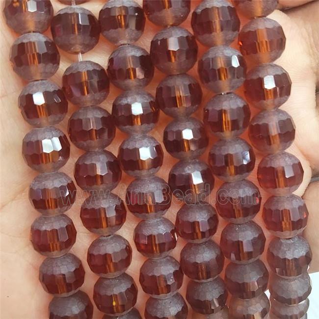 Round Orangeamber Crystal Glass Beads Matte Faceted