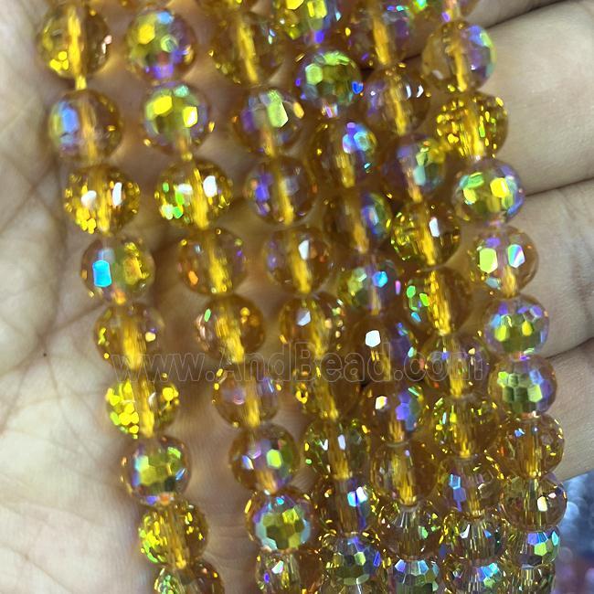 Crystal Glass Beads Faceted Round Golden AB-Color