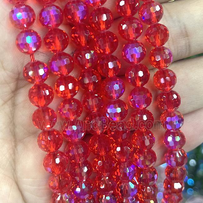 Crystal Glass Beads Faceted Round Red AB-Color