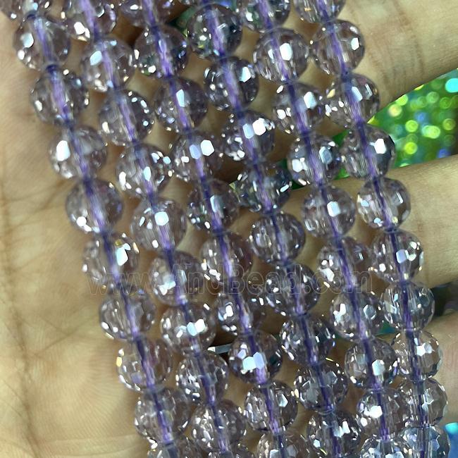 Crystal Glass Beads Faceted Round Purple