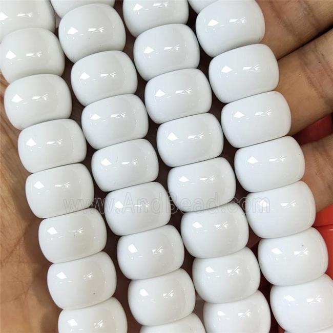 White Resin Rondelle Beads Smooth