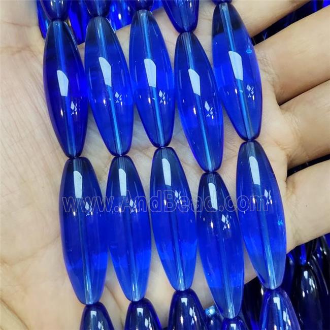Blue Crystal Glass Rice Beads