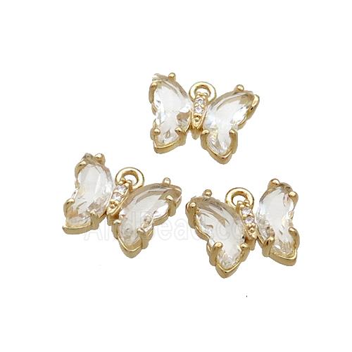Copper Butterfly Pendant Pave Crystal Glass Gold Plated