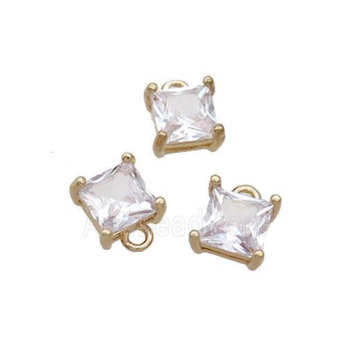Copper Square Pendant Pave Crystal Glass Gold Plated
