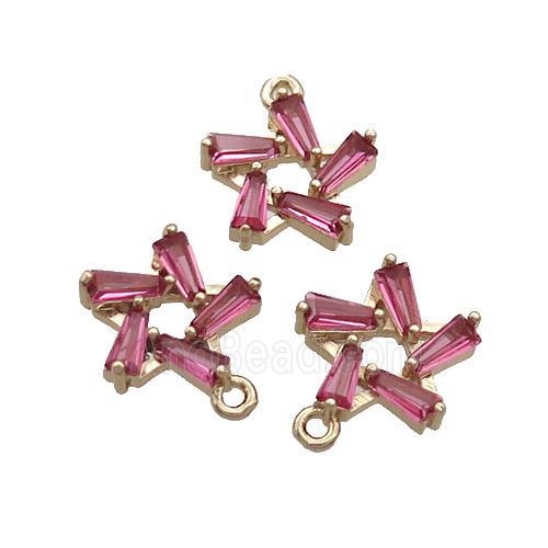Copper Flower Connector Pave Pink Crystal Glass Gold Plated