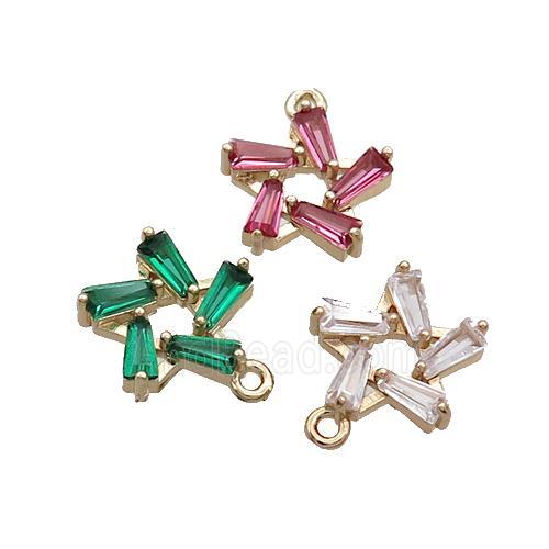 Copper Flower Connector Pave Crystal Glass Gold Plated Mixed