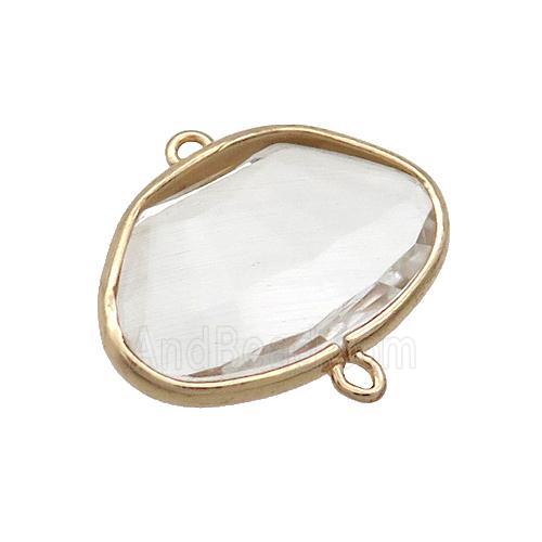 Copper Oval Connector Pave Crystal Glass Gold Plated