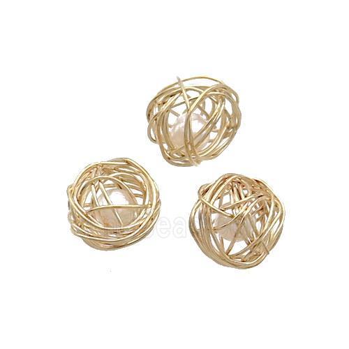 Copper Wire Ball Pendant With Plastic Gold Plated