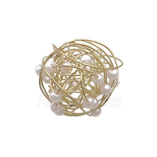 Copper Wire Ball Pendant With Plastic Gold Plated