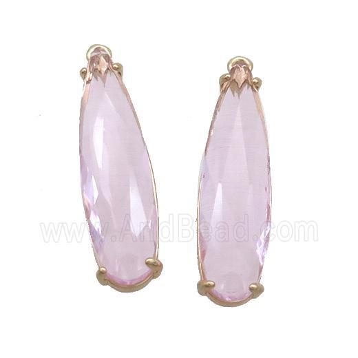Pink Crystal Glass Teardrop Pendant