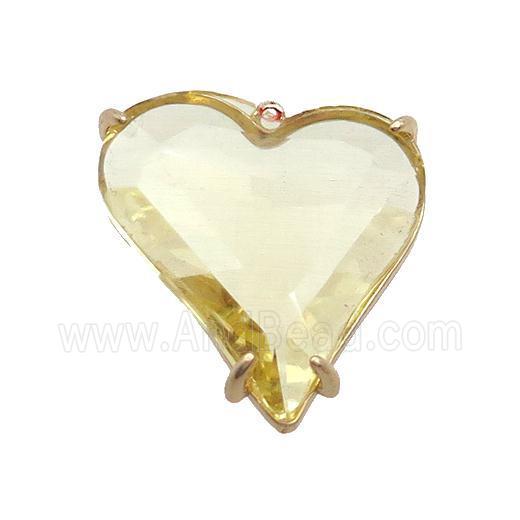Yellow Crystal Glass Heart Pendant