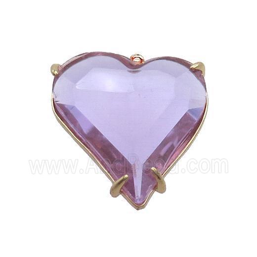 Purple Crystal Glass Heart Pendant