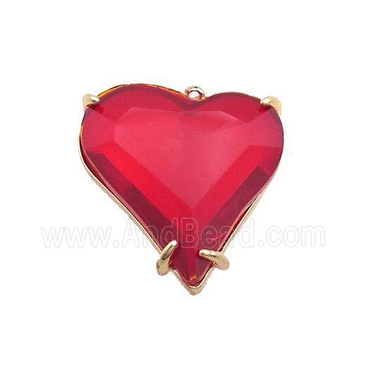 Red Crystal Glass Heart Pendant