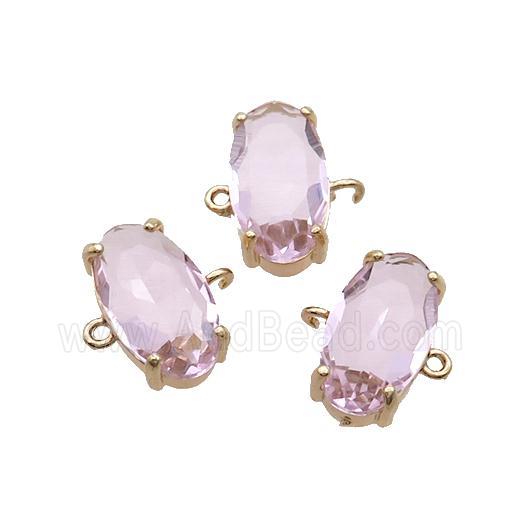 Copper Oval Connector Pave Pink Crystal Glass Gold Plated