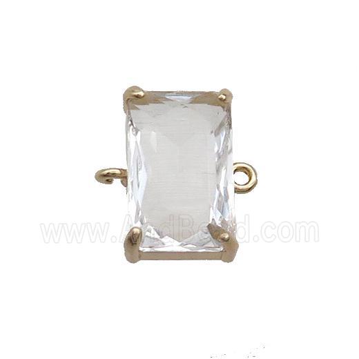 Copper Rectangle Connector Pave Crystal Glass Gold Plated