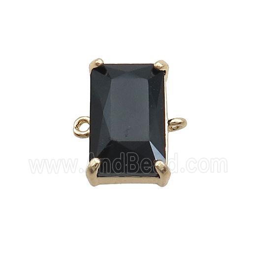Copper Rectangle Connector Pave Black Crystal Glass Gold Plated