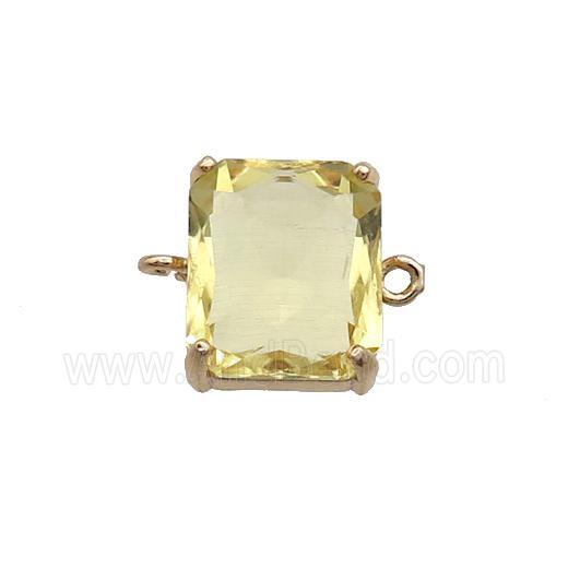 Copper Rectangle Connector Pave Yellow Crystal Glass Gold Plated