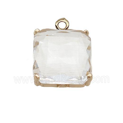 Clear Crystal Glass Square Pendant 