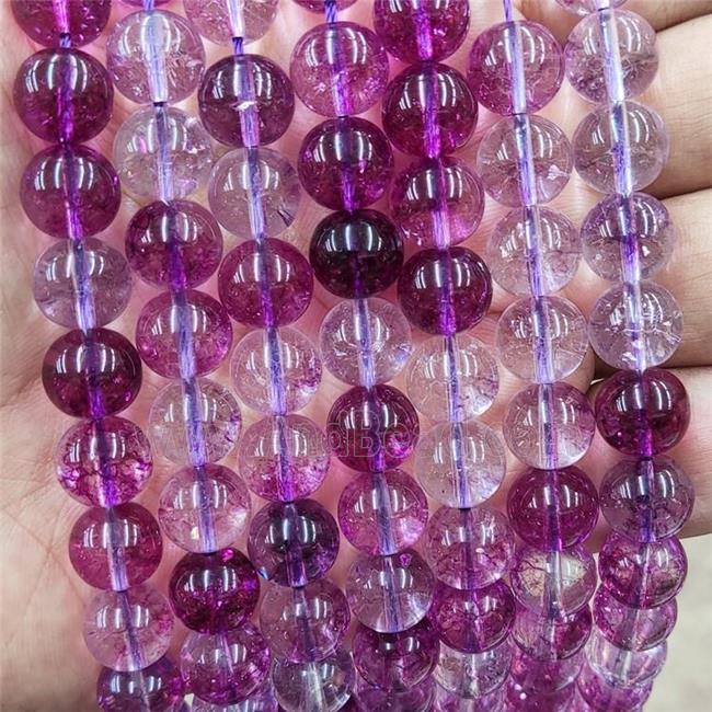 Purple Crystal Glass Beads Smooth Round