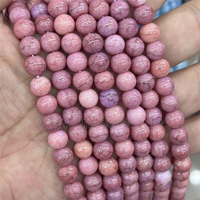 Ceramic Glass Beads Smooth Round Pink