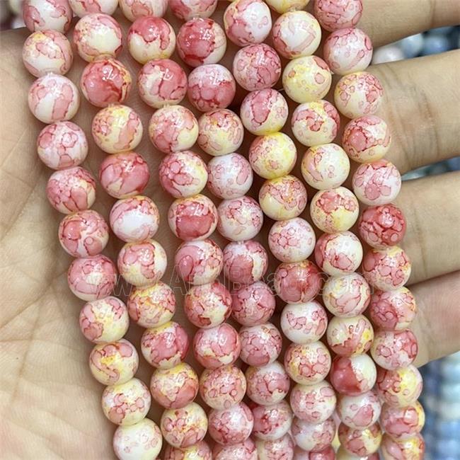 Glass Beads Smooth Round Pink