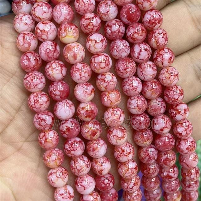Red Glass Beads Smooth Round
