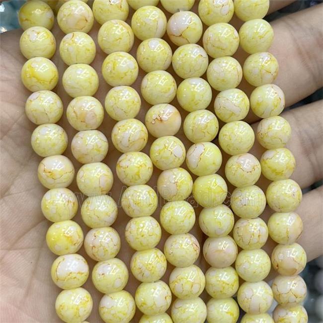 Yellow Glass Beads Smooth Round