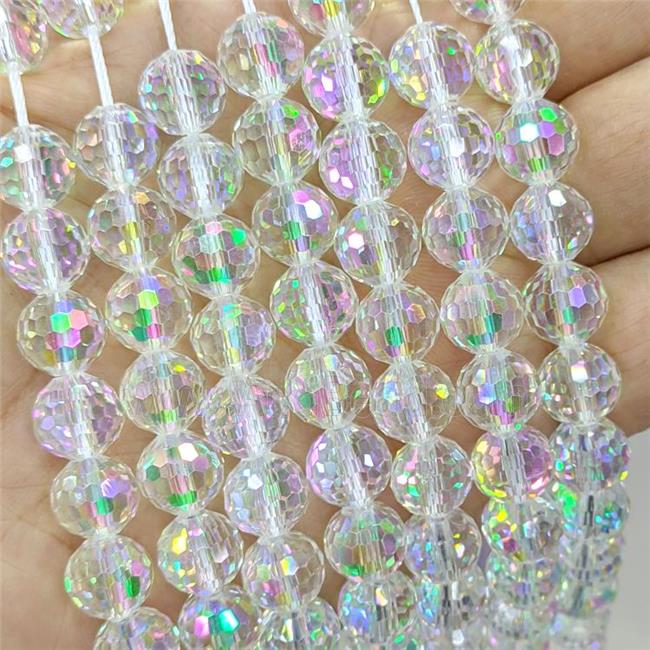Chinese Crystal Glass Beads Clear Electroplated Faceted Round