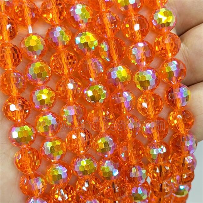 Orange Chinese Crystal Glass Beads Electroplated Faceted Round