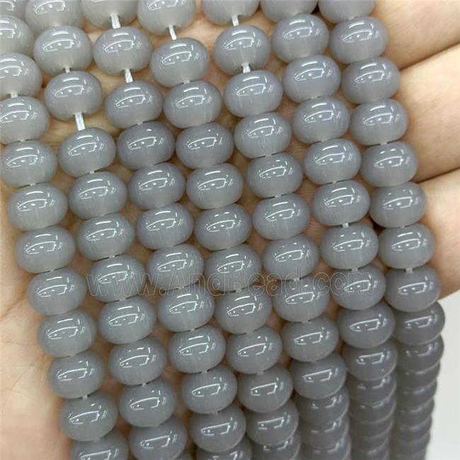 Jadeite Glass Beads Gray Dye Smooth Rondelle