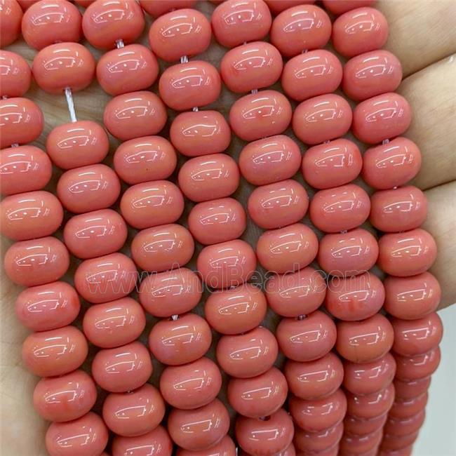 Jadeite Glass Beads Peach Dye Smooth Rondelle