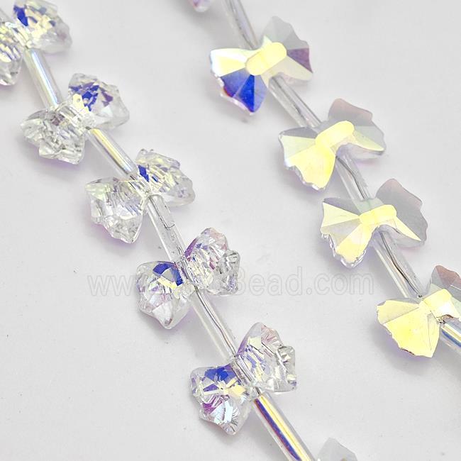 Chinese Crystal Glass Bow Beads White AB-Color