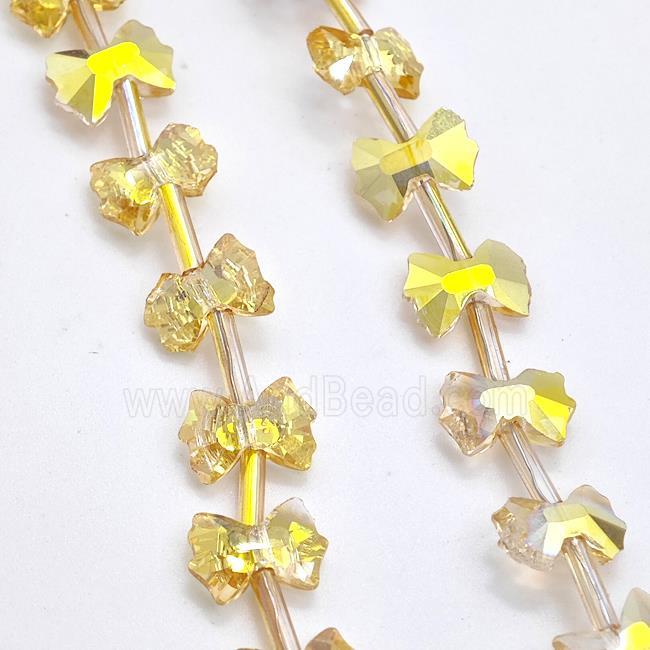 Chinese Crystal Glass Bow Beads Golden