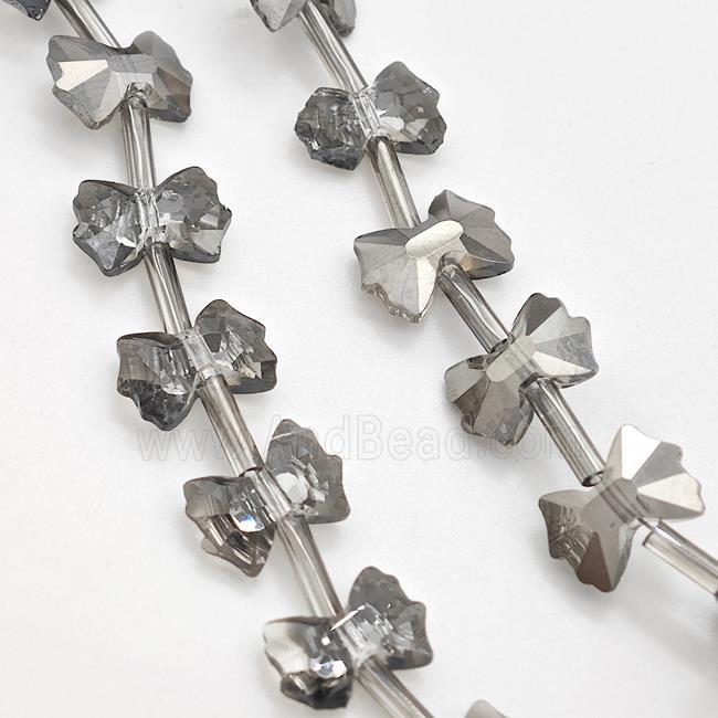 Chinese Crystal Glass Bow Beads Gray