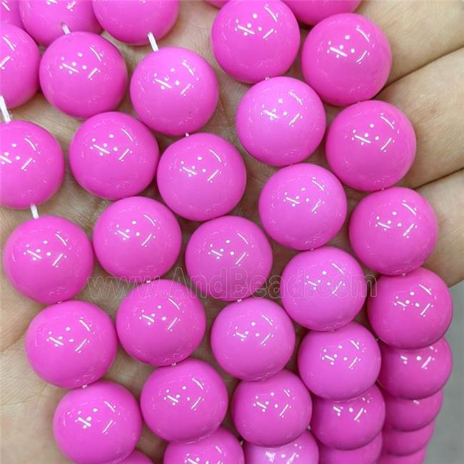 Hotpink Lacquered Glass Beads Smooth Round