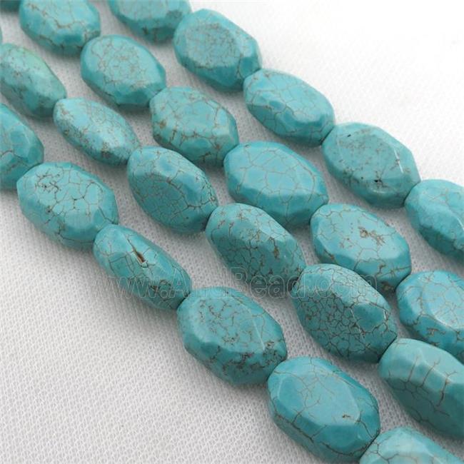 Magnesite Turquoise Beads, faceted oval