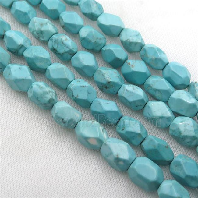 Magnesite Turquoise beads, faceted freeform
