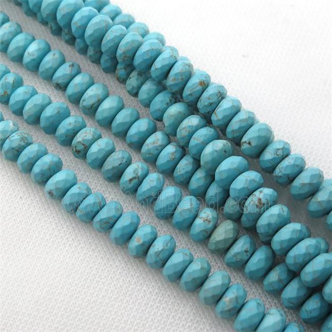 Magnesite Turquoise beads, faceted rondelle