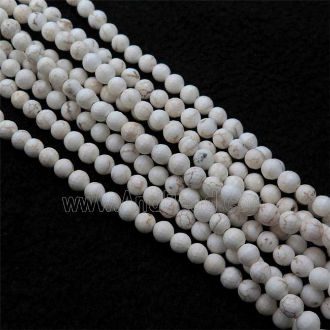 white Magnesite Turquoise beads, faceted round
