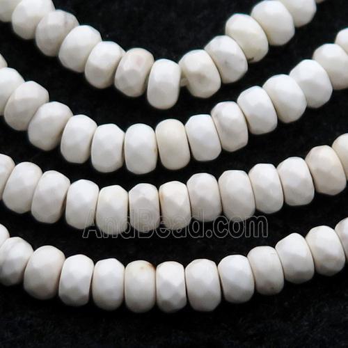 whtie Magnesite Turquoise beads, faceted rondelle