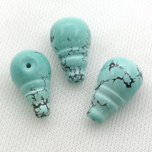 green Sinkiang Turquoise guru beads, 3holes