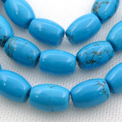 blue Sinkiang Turquoise barrel beads
