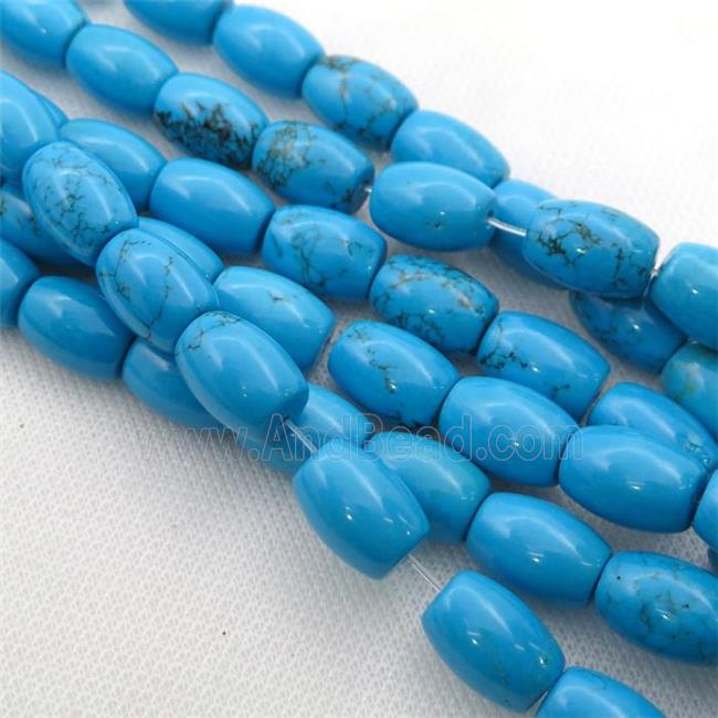 blue Sinkiang Turquoise barrel beads