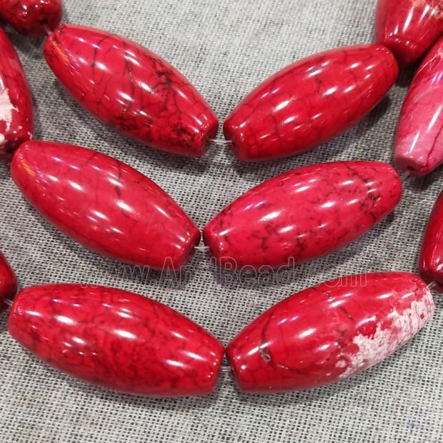 red Magnesite Turquoise barrel beads