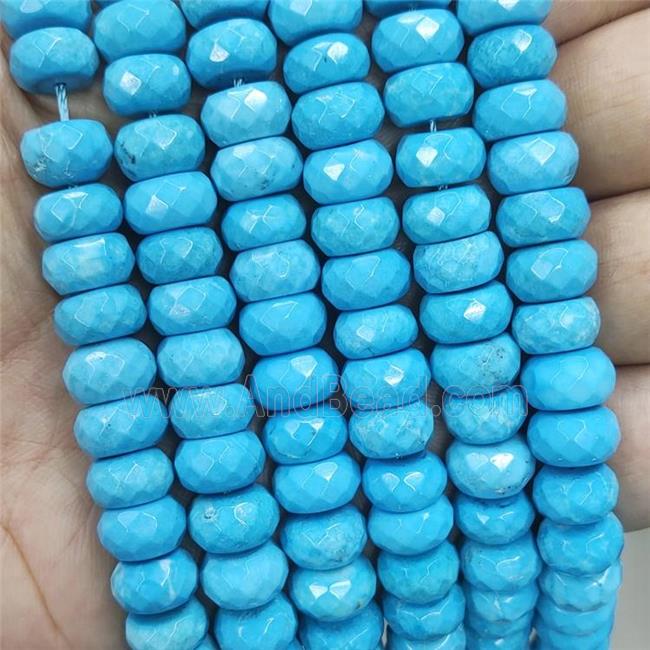 Blue Magnesite Turquoise Beads Faceted Rondelle